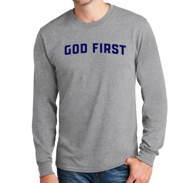 God First Navy - Long Sleeve Core Cotton Tee Thumbnail