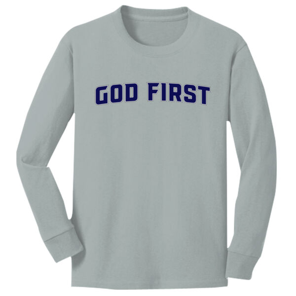 God First Navy - Youth Long Sleeve Core Cotton Tee Thumbnail