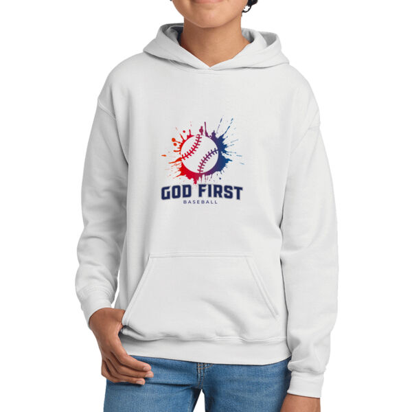 God First Splatter - Youth Heavy Blend Hooded Sweatshirt Thumbnail